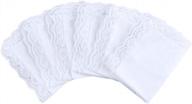 soft and stylish: houlife 100% cotton handkerchiefs with white lace for women's wedding and party needs logo