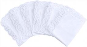 img 4 attached to Soft And Stylish: Houlife 100% Cotton Handkerchiefs With White Lace For Women'S Wedding And Party Needs