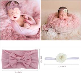 img 1 attached to 4 Pcs Newborn Photography Props Outfits- Baby Long Ripple Wrap And Toddler Swaddle Blankets Photography Mat With Cute Headbands For Infant Boys Girls(0-12 Months) (Pink)