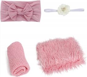 img 4 attached to 4 Pcs Newborn Photography Props Outfits- Baby Long Ripple Wrap And Toddler Swaddle Blankets Photography Mat With Cute Headbands For Infant Boys Girls(0-12 Months) (Pink)