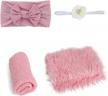 4 pcs newborn photography props outfits- baby long ripple wrap and toddler swaddle blankets photography mat with cute headbands for infant boys girls(0-12 months) (pink) logo