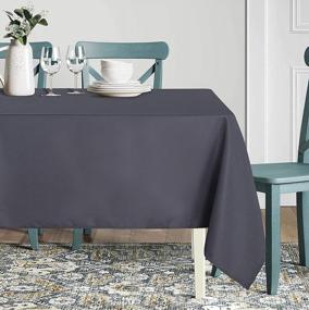 img 3 attached to Rectangle Tablecloth 60X84 Inch - Stain Resistant Polyester Table Cloth, Washable Fabric Cover For Dining, Buffet Parties And Camping, Grey