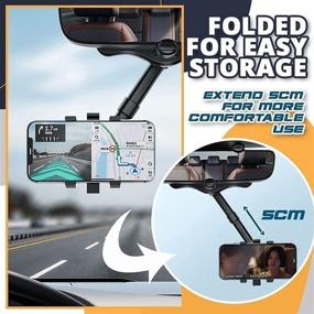 img 2 attached to 📱 Rotatable and Retractable Car Phone Holder 2022 - Rear View Mirror Mount, 360-degree Rotation, Easy Installation & Removal - Compatible with All Mobile Phones and Car Models