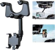 📱 rotatable and retractable car phone holder 2022 - rear view mirror mount, 360-degree rotation, easy installation & removal - compatible with all mobile phones and car models logo