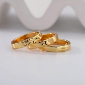 img 1 attached to Aesthetic Statement Stackable Rings: 18K Gold Plated Set For Women With Simple Face & David Eye Design