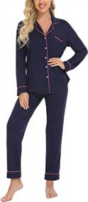 img 4 attached to Cozy Up In Style: ARGCONNER Women'S Button-Down Pajama Set For Comfortable Nightwear
