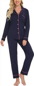 img 1 attached to Cozy Up In Style: ARGCONNER Women'S Button-Down Pajama Set For Comfortable Nightwear