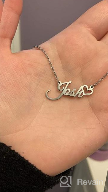 img 1 attached to Personalized Gold Name Necklace | Custom Name Plate Necklace in Sterling Silver | SexyMandala review by Alexa Gay