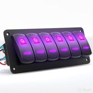 🔮 premium pre-wired aluminum rocker switch panel with purple backlit toggle switches - ideal for automotive, marine, boat, rv, atv, utv, rzr off road use (6 gang) logo