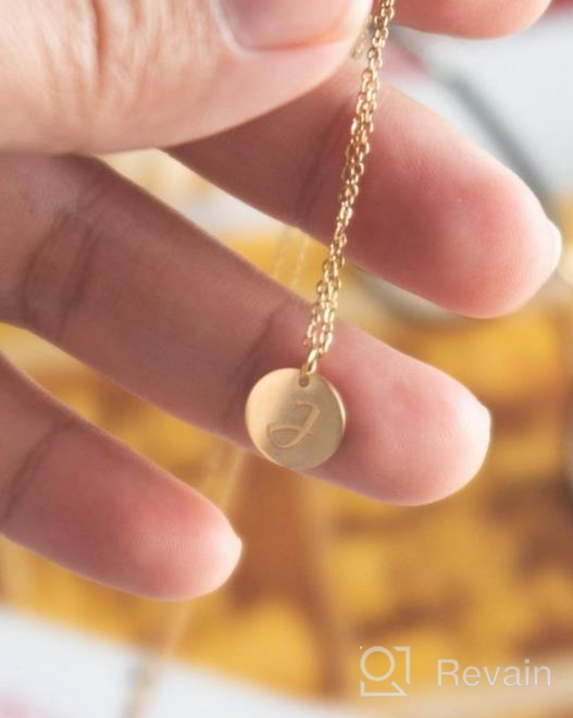 img 1 attached to Personalized Initial Necklace - 14K Gold Plated Round Disc Letter Pendant with 🌟 Engraved Hammered Design, Adjustable Chain and Double-Sided Customization - Perfect Pendant Enhancers for Name Necklaces review by Cyrus Wright