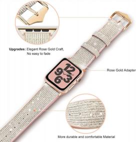 img 1 attached to Compatible With Apple Watch Band 45Mm 38Mm 40Mm 41Mm 42Mm 44Mm, CTYBB Blingbling Sweatproof Genuine Leather And Silicone Band For IWatch Series 8 7 6 5 4 3 2 1 SE Ultra,(Glitter Silver, 45Mm 42Mm 44Mm)
