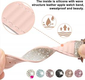 img 2 attached to Compatible With Apple Watch Band 45Mm 38Mm 40Mm 41Mm 42Mm 44Mm, CTYBB Blingbling Sweatproof Genuine Leather And Silicone Band For IWatch Series 8 7 6 5 4 3 2 1 SE Ultra,(Glitter Silver, 45Mm 42Mm 44Mm)