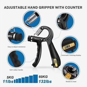 img 3 attached to Gonex Hand Grip Strengthener With Counter, Forearm Trainer Workout Kit (5Pack), Adjustable Resistance Grip Strength Trainer, Finger Exerciser/Stretcher, Grip Ring, Grip Ball For Recovery And Athletes