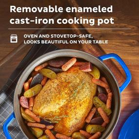 img 1 attached to Instant Electric Round Dutch Oven, 6-Quart 1500W, From The Makers Of Instant Pot, 5-In-1: Braise, Slow Cook, Sear/Sauté, Cooking Pan, Food Warmer, Enameled Cast Iron, Included Receipe Book, Blue