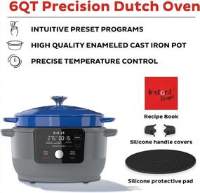 img 3 attached to Instant Electric Round Dutch Oven, 6-Quart 1500W, From The Makers Of Instant Pot, 5-In-1: Braise, Slow Cook, Sear/Sauté, Cooking Pan, Food Warmer, Enameled Cast Iron, Included Receipe Book, Blue