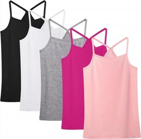 img 4 attached to 5 Pack Girl Dance Tank Tops: Cami Undershirt Sleeveless Spaghetti Strap For Ballet - Cooraby
