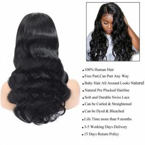 img 2 attached to Get The Perfect Look With ALLRUN'S 20 Inch Body Wave Lace Front Wigs For Black Women - 100% Unprocessed Virgin Hair With Pre-Plucked Baby Hair!