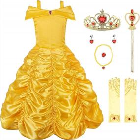 img 4 attached to JerrisApparel Girls' Off Shoulder Princess Dress: Layered Costume Fit for Royalty