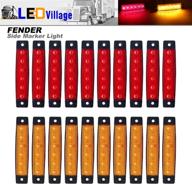 🚛 20 pack of tmh 10 amber + 10 red 3.8" 6 led side marker lights for trailers, rear lamp, trucks, rvs логотип