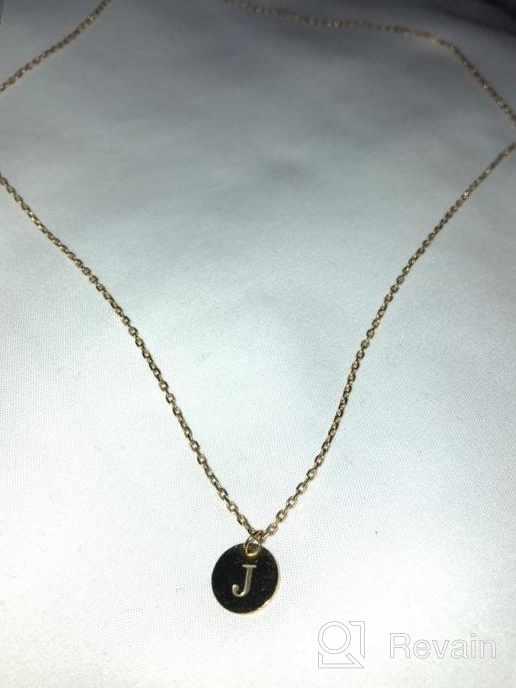 img 1 attached to Personalized Initial Necklace - 14K Gold Plated Round Disc Letter Pendant with 🌟 Engraved Hammered Design, Adjustable Chain and Double-Sided Customization - Perfect Pendant Enhancers for Name Necklaces review by Corey Listner