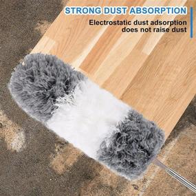 img 2 attached to 🧹 Extendable Microfiber Duster Kit with Stainless Steel Extension Pole, Adjustable Length 30 to 100 Inches, Ideal for High Ceiling Cleaning, Ceiling Fan, Cobweb, Blinds, Furniture, and Car Detailing
