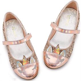 img 4 attached to 👸 White Girls' Glitter Princess Uniform Platform Shoes - Flats