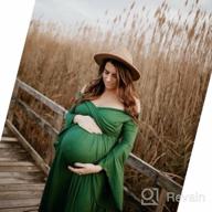 img 1 attached to Maternity Off Shoulder Wrap Flare Sleeves Maxi Photography Dress Baby Shower Gown review by Enoch Sahay