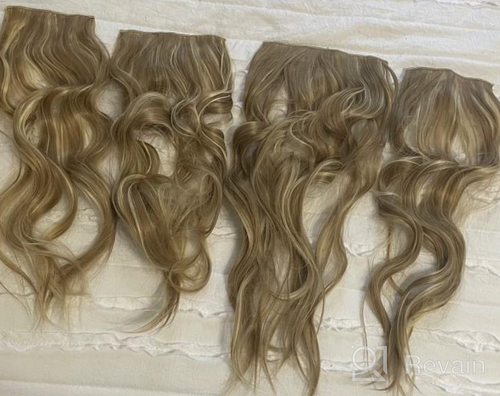 img 1 attached to Dark Brown Wavy Clip-In Hair Extensions - 4 Pieces, 20 Inches, 180G Full Head Thick Synthetic Fiber Hairpieces For Women By FESHFEN review by Brandon Teitel