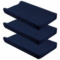 snug fit navy diaper changing pad covers with strap holes - set of 3, soft microfiber fitted sheets for baby boys logo