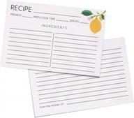 set of 60 double-sided 4x6 recipe cards for recipe book, box, tin or binder - perfect for bridal shower, recipe organization and lemon-themed kitchen decor - lemon zest design logo