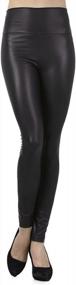img 4 attached to FASHION BOOMY High Waisted Faux Leather Leggings - Stretchy Pleather Tights For Women