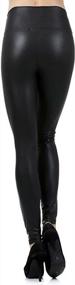 img 2 attached to FASHION BOOMY High Waisted Faux Leather Leggings - Stretchy Pleather Tights For Women