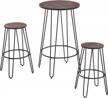 nobpeint 3 piece bar table set 2 stools bistro pub kitchen dining furniture, rustic brown logo