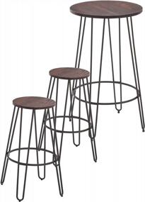 img 2 attached to NOBPEINT 3 Piece Bar Table Set 2 Stools Bistro Pub Kitchen Dining Furniture, Rustic Brown