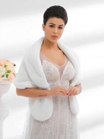 img 3 attached to Elegant Bride Fur Wrap: Bridal Faux Fur Shawl For Winter Weddings & Women'S Scarves.