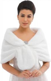 img 4 attached to Элегантная меховая накидка невесты: свадебная шаль из искусственного меха для зимних свадеб и женские шарфы.