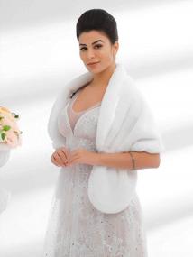 img 1 attached to Элегантная меховая накидка невесты: свадебная шаль из искусственного меха для зимних свадеб и женские шарфы.