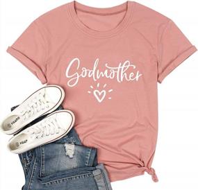 img 4 attached to VILOVE Women'S Godmother Shirt: Novelty Letter Print Tee For Mom Gifts Casual Short Sleeve Top