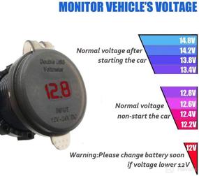 img 2 attached to 🔌 BLUERICE Quick Charge 3.0 Dual USB Outlet, 12V/24V 36W Dual USB QC3.0 Car Charger Socket With Touch Switch, LED Voltmeter Display - Ideal for Motorcycle, Car, Truck, Marine, Boat, Scooter, RV, Golf Cart