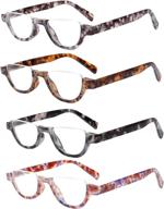 4 pairs colorful fashion half moon frame reading glasses spring hinge men women readers logo