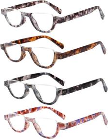 img 4 attached to 4 Pairs Colorful Fashion Half Moon Frame Reading Glasses Spring Hinge Men Women Readers