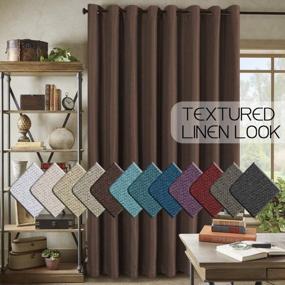img 4 attached to H.VERSAILTEX Room Darkening Linen Curtain For Bedroom / Living Room Extra Wide Blackout Curtains 100 X 84 Inches For Patio Glass Door, Primitive Textured Thick Linen Burlap Look Fabric, Cocoa Brown