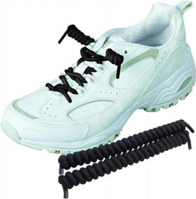 img 1 attached to Легко надеваемые туфли с фигурными эластичными шнурками без завязок от FOOTMATTERS