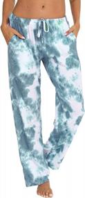 img 3 attached to Женские хлопковые пижамные штаны с принтом тай-дай и кулиской — удобные повседневные брюки для отдыха от ENJOYNIGHT