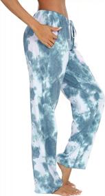 img 4 attached to Женские хлопковые пижамные штаны с принтом тай-дай и кулиской — удобные повседневные брюки для отдыха от ENJOYNIGHT