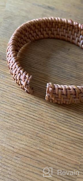 img 1 attached to 🌿 Natural Wooden Chunky Bracelet: Handmade Ethnic Wood Cuff Vintage Round DIY Straw Wicker Braid Woven Bangle Statement, Ideal Jewelry for Women and Girls review by Brad Mastermind