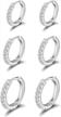 3 pairs small hoop earrings with cubic zirconia cuff - white gold huggie 8mm, 10mm & 12mm logo