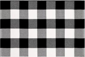 img 3 attached to Black & White Buffalo Checkered Cotton Rug - 2'X3' Plaid Front Porch Mat For Bathroom, Kitchen, And Home - Machine Washable Cotton Throw Rug With Woven Design By SHACOS