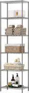 grey 6-tier wire shelving unit with 6 shelves for durable pantry, closet, kitchen, and laundry organization - homefort metal storage rack organizer logo