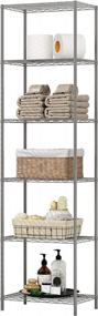 img 4 attached to Grey 6-Tier Wire Shelving Unit With 6 Shelves For Durable Pantry, Closet, Kitchen, And Laundry Organization - HOMEFORT Metal Storage Rack Organizer